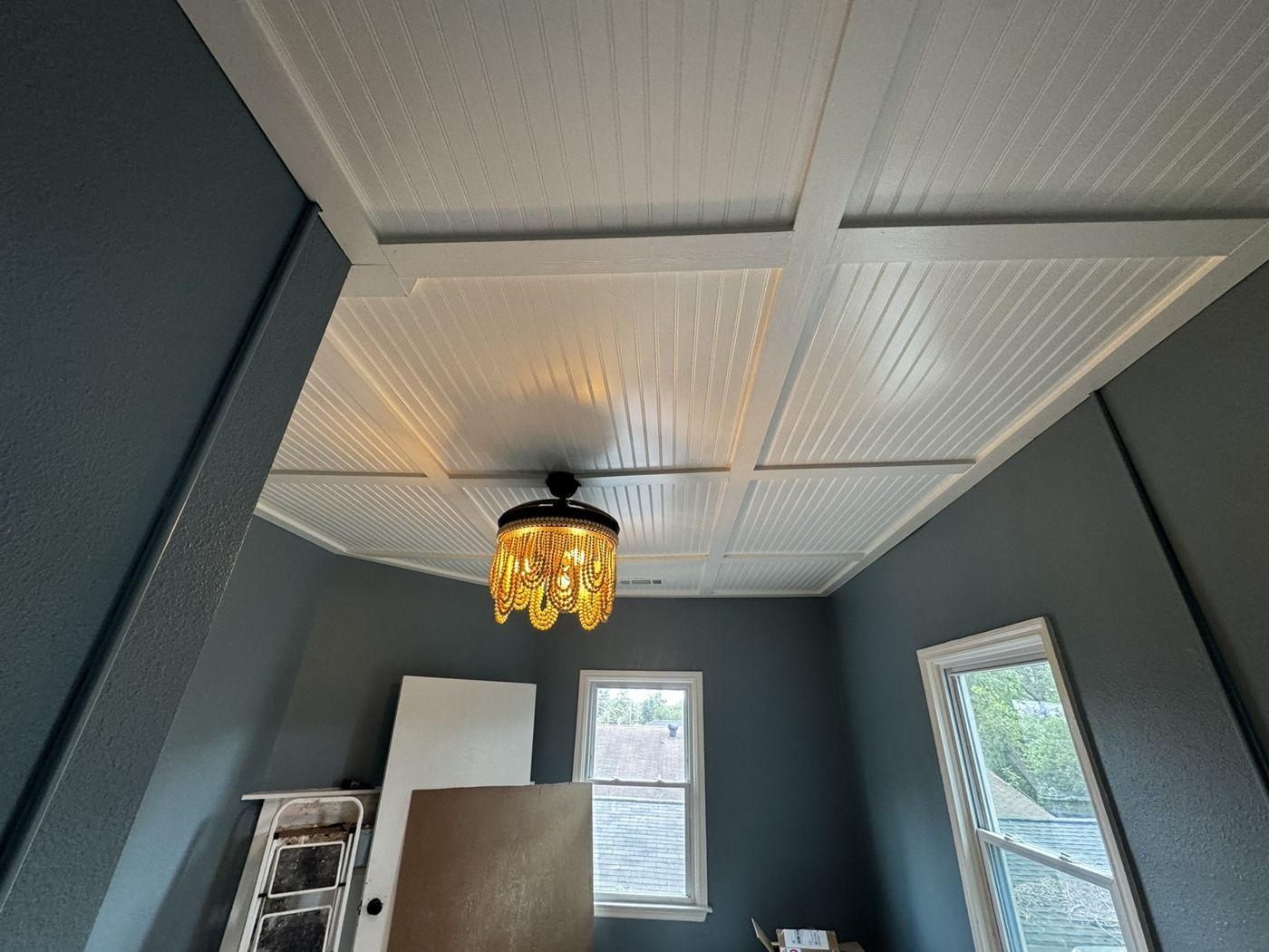 Beadboard Ceiling & Trim Upgrade — After — painted ceiling
